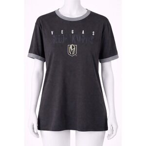 NHL Vegas Golden Knights Mens XL Ringer T-Shirt Charcoal Grey Hockey Fan Tee